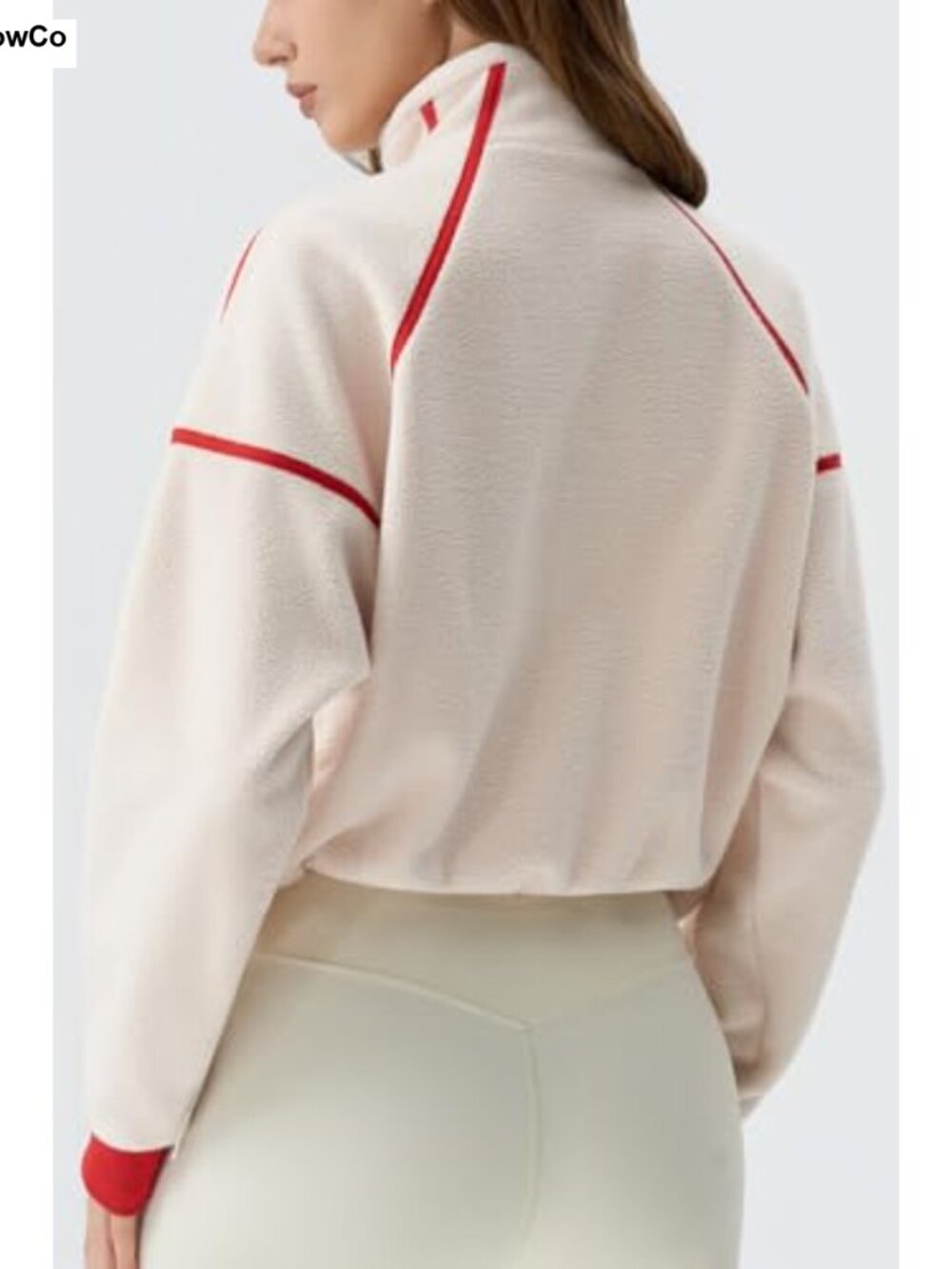Women's Half Zip Fleece Pullover Sweatshirt Cropped Cozy Sherpa Winter Top - Picture 3 of 5